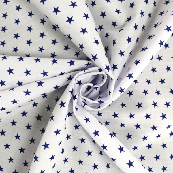 Polycotton 1cm Stars Navy